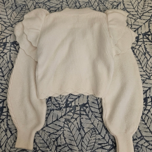 H&M White Ruffle-Trimmed Sweater - Picture 2 of 2